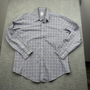 Brooks Brothers Long Sleeve Button Down Plaid Shirt Size XL Slim Fit